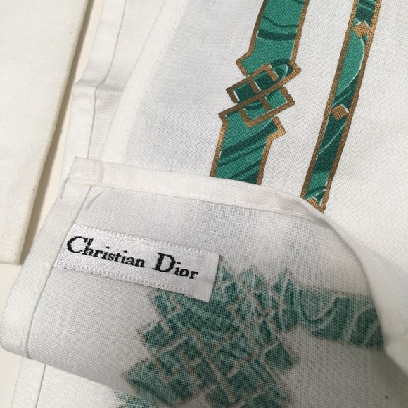 Christian Dior cotton napkins gaudron malachite print set of three - Picture 4 of 5